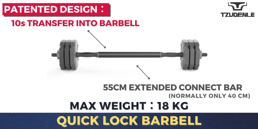 15kg QUICK-LOCK DUMBBELL BARBELL SET